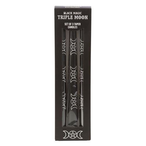 Set of 3 Black Magic Triple Moon Taper Candles 🇬🇧