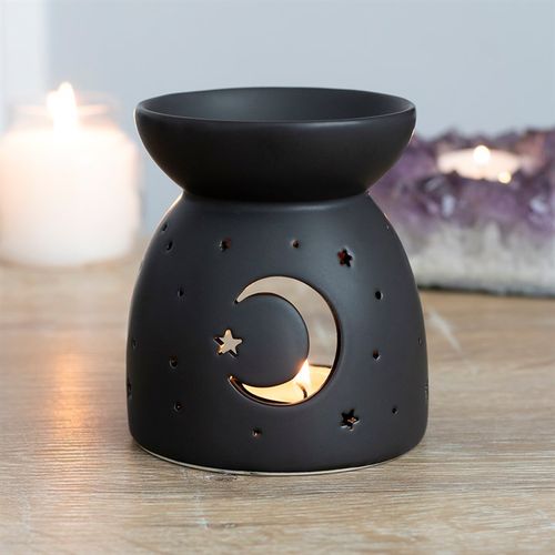Black Mystical Moon Cut Out Oil Burner 🇬🇧