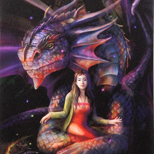 19x25cm Spirit Dragon Canvas Plaque by Anne Stokes 🇬🇧