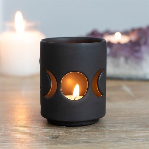 Small Black Triple Moon Cut Out Tealight Holder 🇬🇧