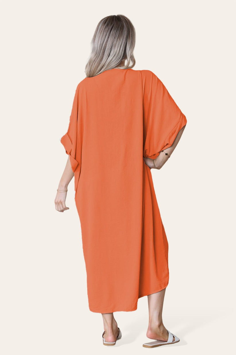 Womens V-Neck Tie Knotted Twisted Front Oversized Longline Midi Dress 🇬🇧